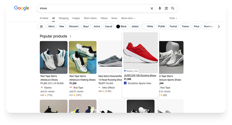 Google Shopping integration mobile screenshot