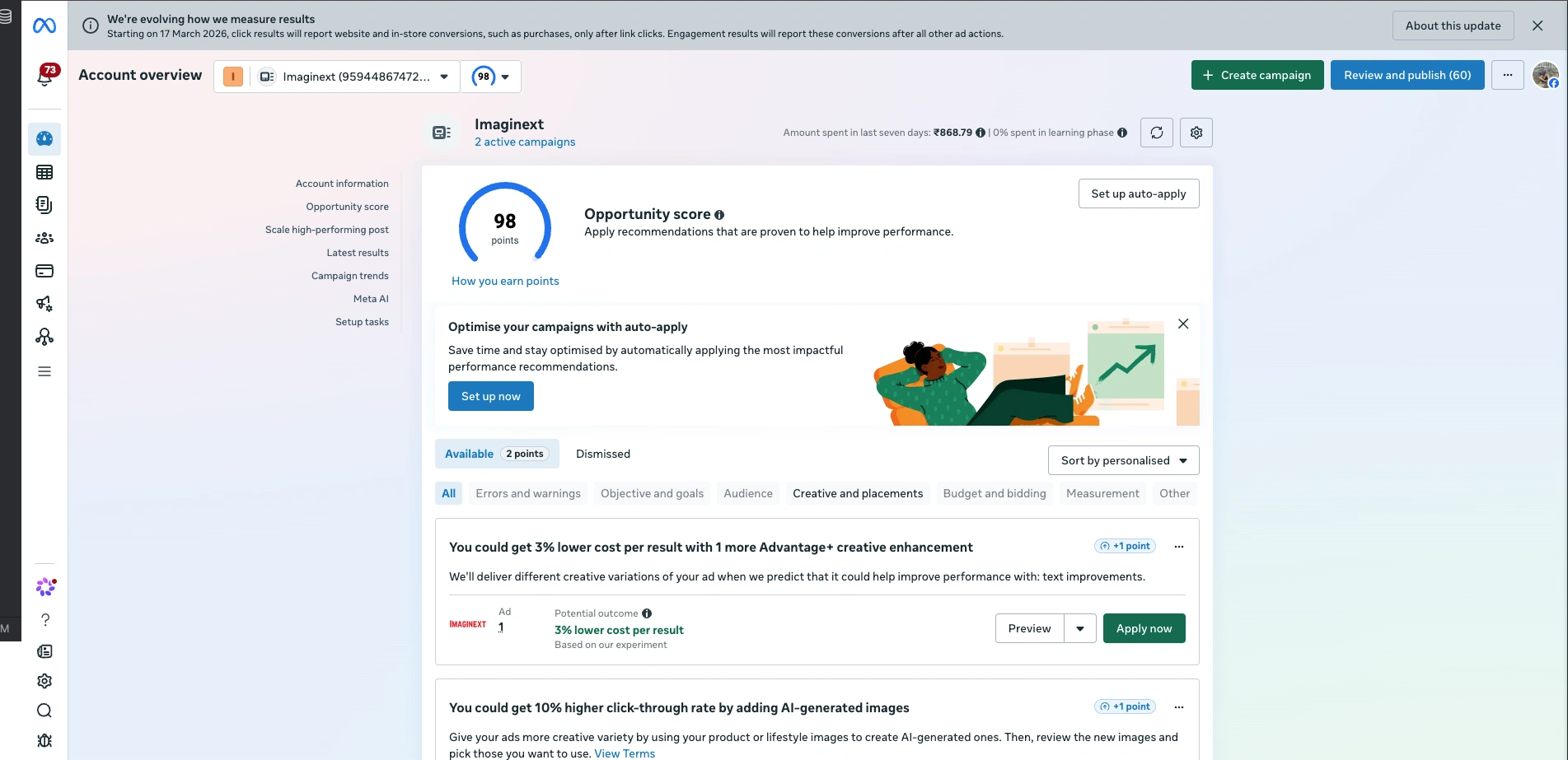 Meta Ads campaign management in HyperAds