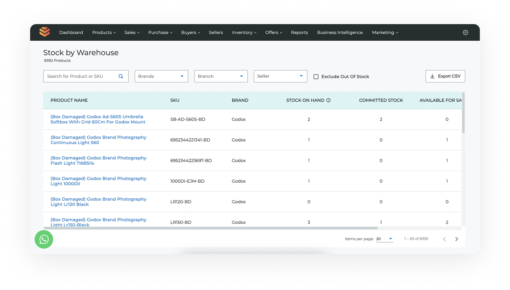 Inventory by quantity report preview